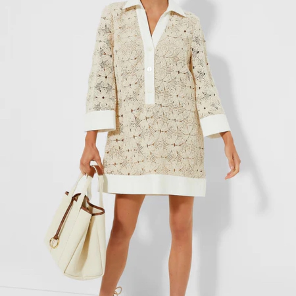 Tuckernuck Tan Crochet Collier Dress M